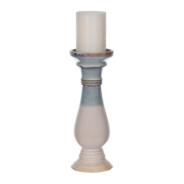 Blue and White Ceramic Candle Holder, 12 in. | Kirklands | Kirkland's Home