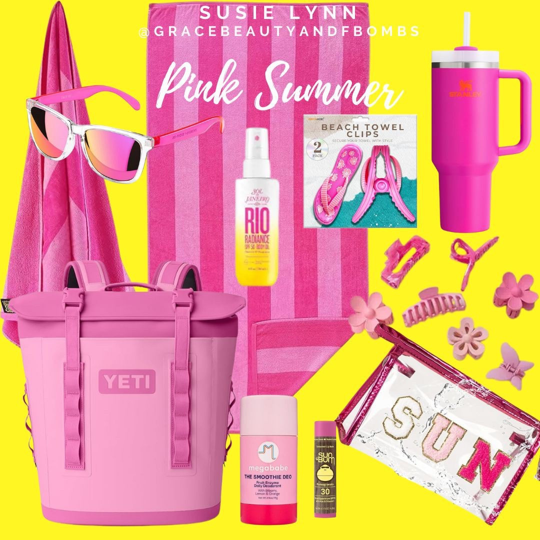 Pink Summer essentials from @amazon! 
#pinksummer #pinkcooler #pinkgiftideas #pinkaccessories #teacherappreciation #teacherappreciationgift #bffgift #pinkgift #bffgift #summerbirthday #beachessentials #beachaccessories #pinkskincare 

#LTKTravel #LTKSeasonal #LTKBeauty
