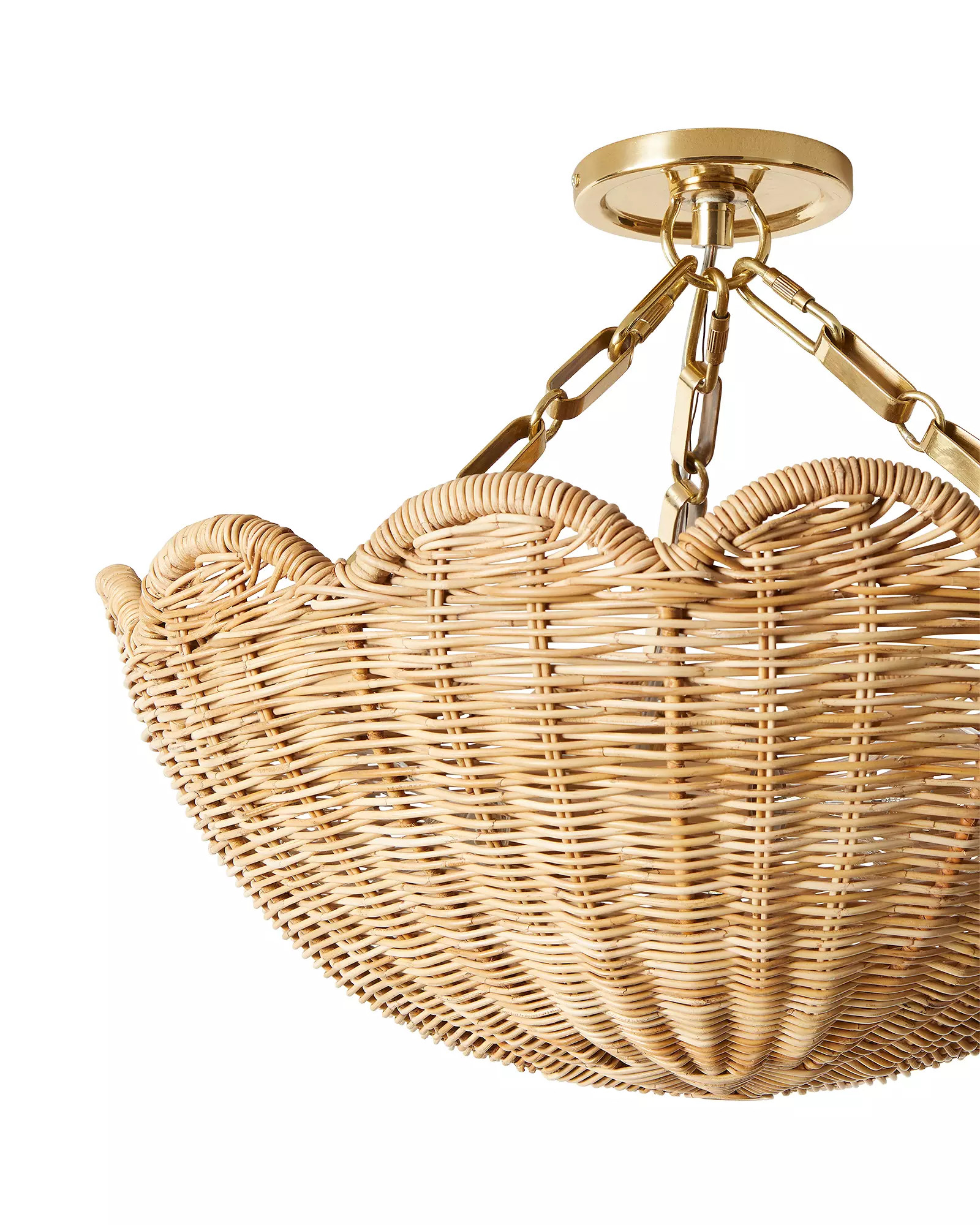 Scallop Rattan Semi Flush Mount | Serena and Lily