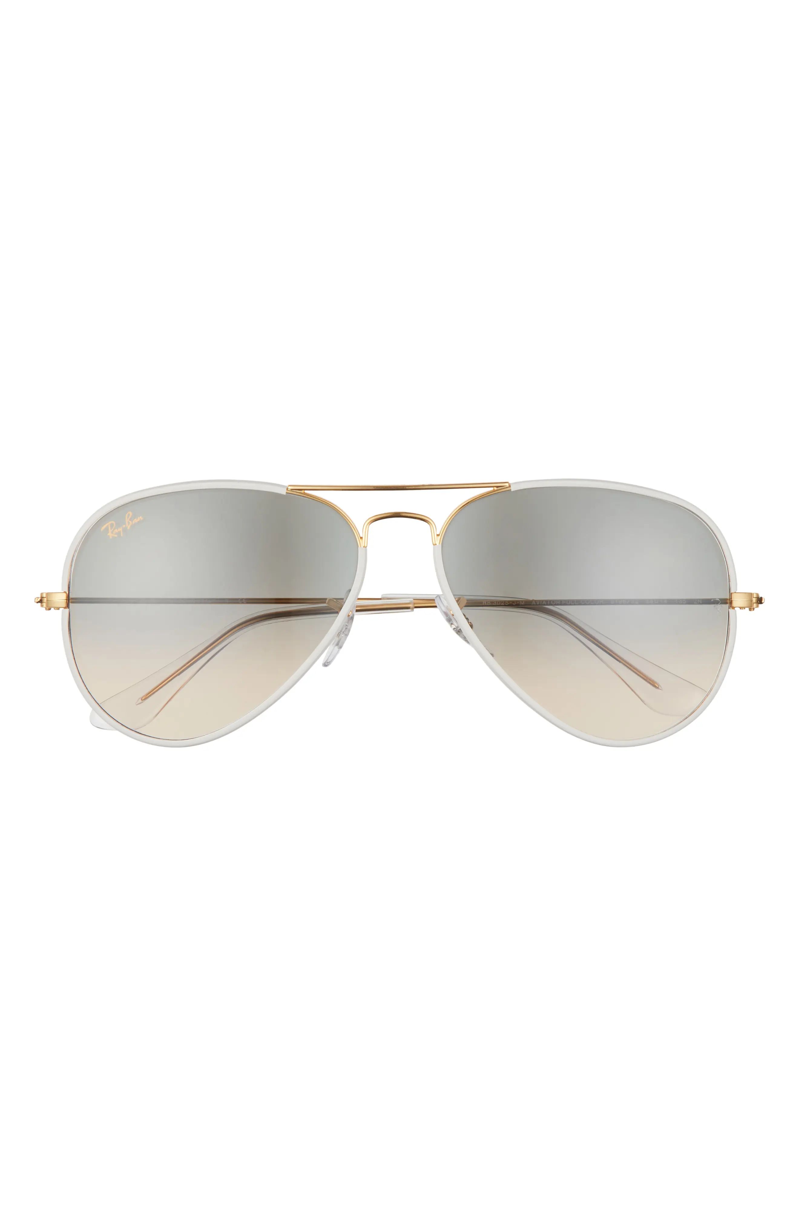 Women's Ray-Ban Aviator 58mm Sunglasses - Grey On Gold / Grey Gradient | Nordstrom