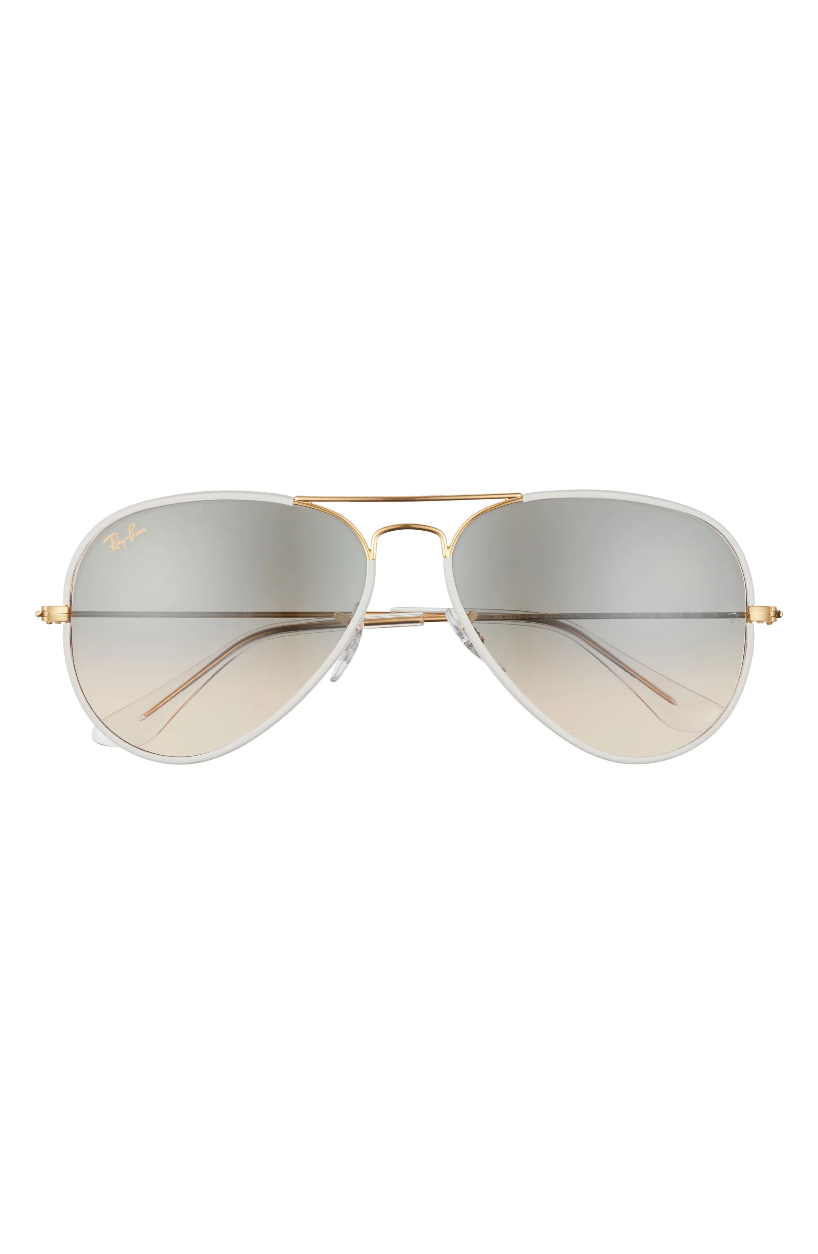 Ray-Ban Aviator 58mm Sunglasses in Grey On Gold /Grey Gradient at Nordstrom | Nordstrom