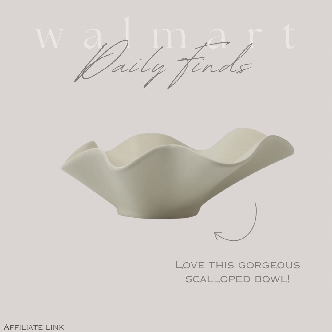 Love this gorgeous scalloped bowl! Under $20!!!! Perfect for your kitchen for fruit or just a decorative piece! 

Bowl, accent piece, scalloped bowl, fruit bowl, home decor, neutral decor, kitchen styling

#kitchen #kitchendecor #walmart #Walmartfinds 