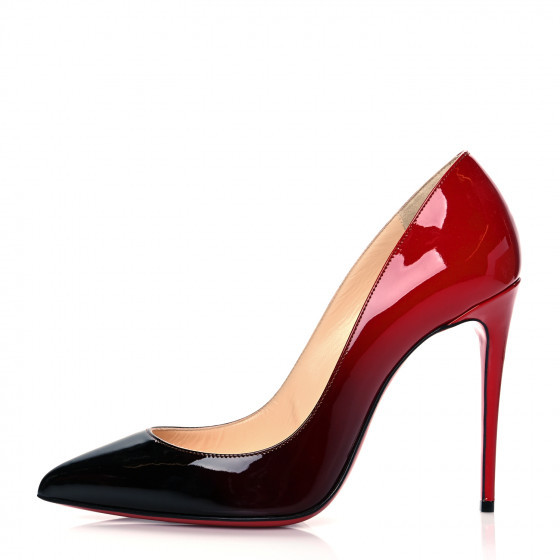 CHRISTIAN LOUBOUTIN Patent Degrade Pigalle Follies 100 Pumps 37.5 Black Red | FASHIONPHILE (US)
