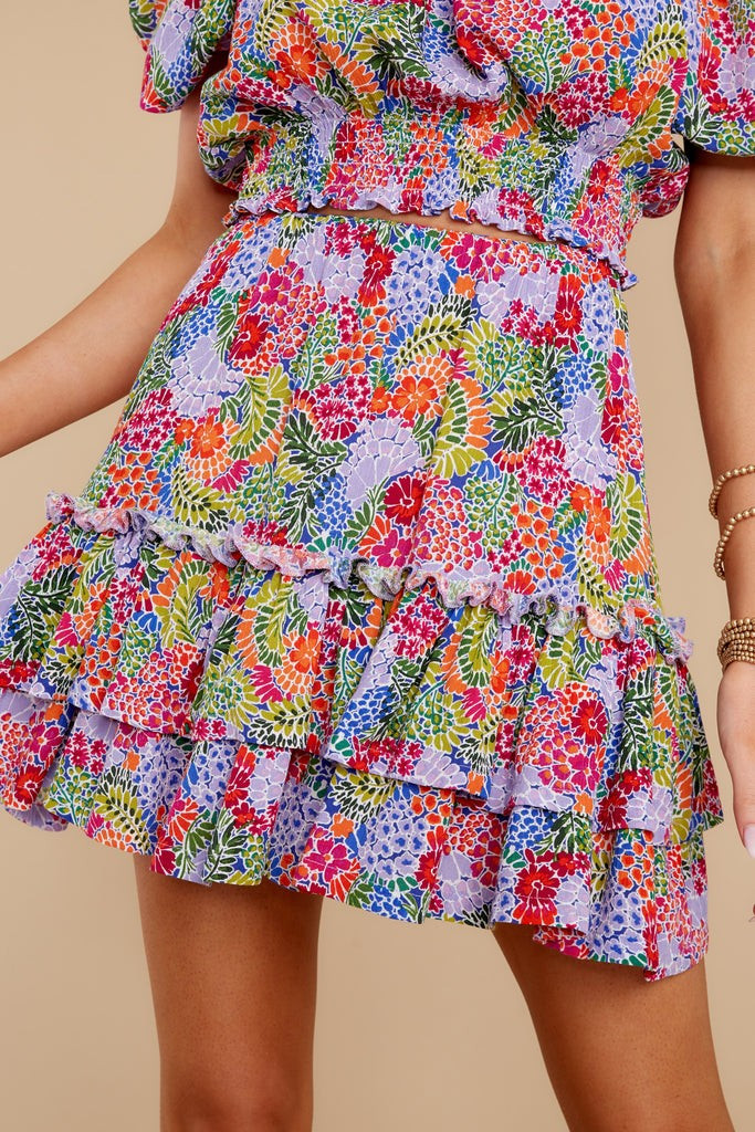 Give It A Twirl Lavender Floral Print Skirt | Red Dress 