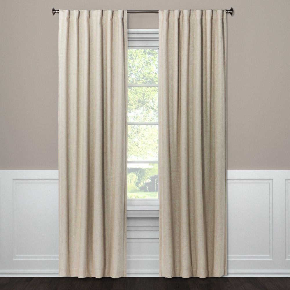95""x50"" Aruba Linen Blackout Curtain Panel Brown Linen - Threshold | Target