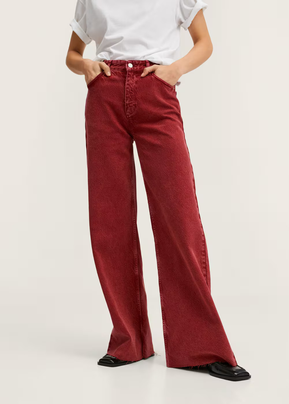Colour-wash wideleg jeans -  Women | Mango USA | MANGO (US)