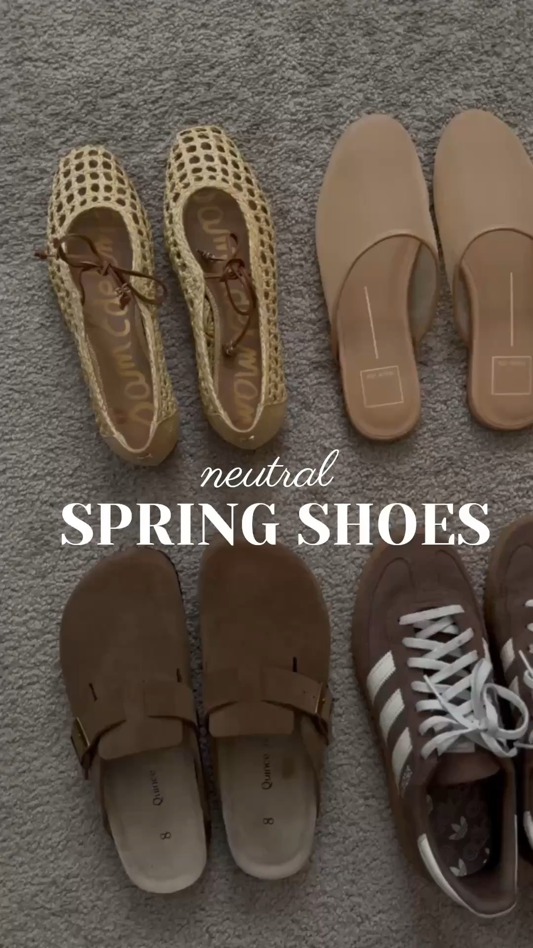 Neutral spring shoes 

Woven ballet flats / mesh mules / clog mules / adidas handball spezial sneakers / Steve Madden dusty booties / cap toe ballet flats 

#LTKSeasonal