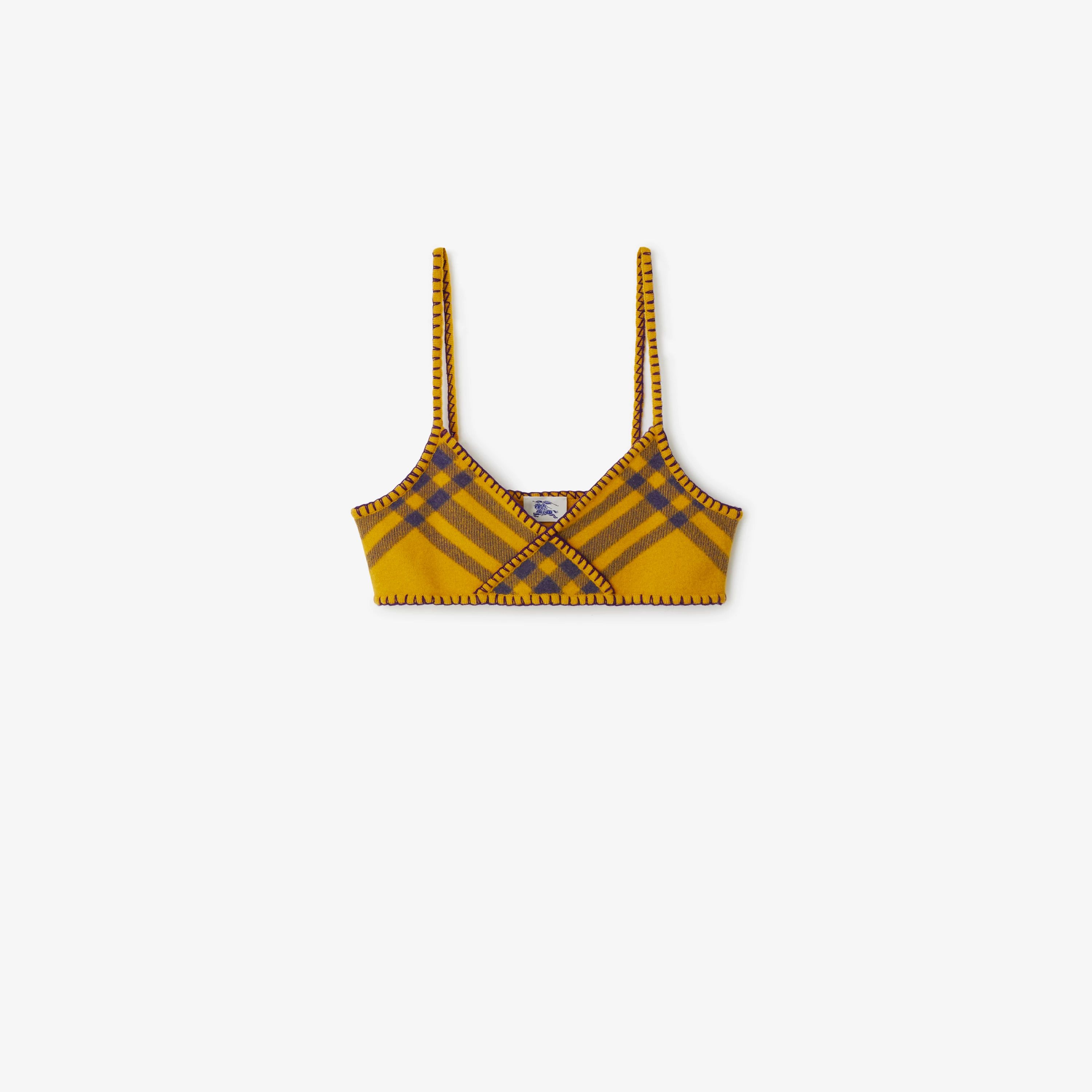Check Wool Bra in Pear - Women | Burberry® Official | Burberry (US)