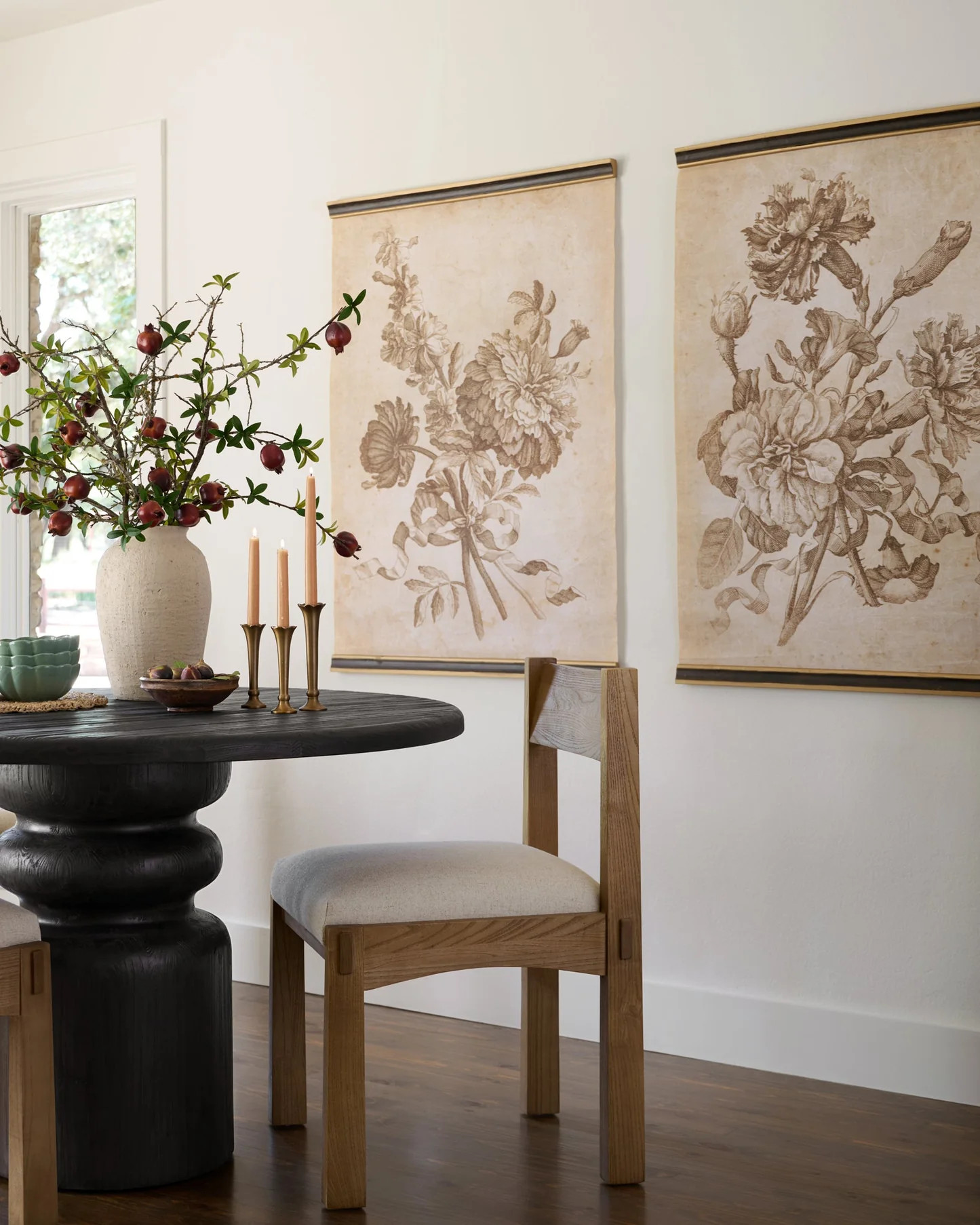 Set of II Vintage Floral Sketch Tapestry | Magnolia