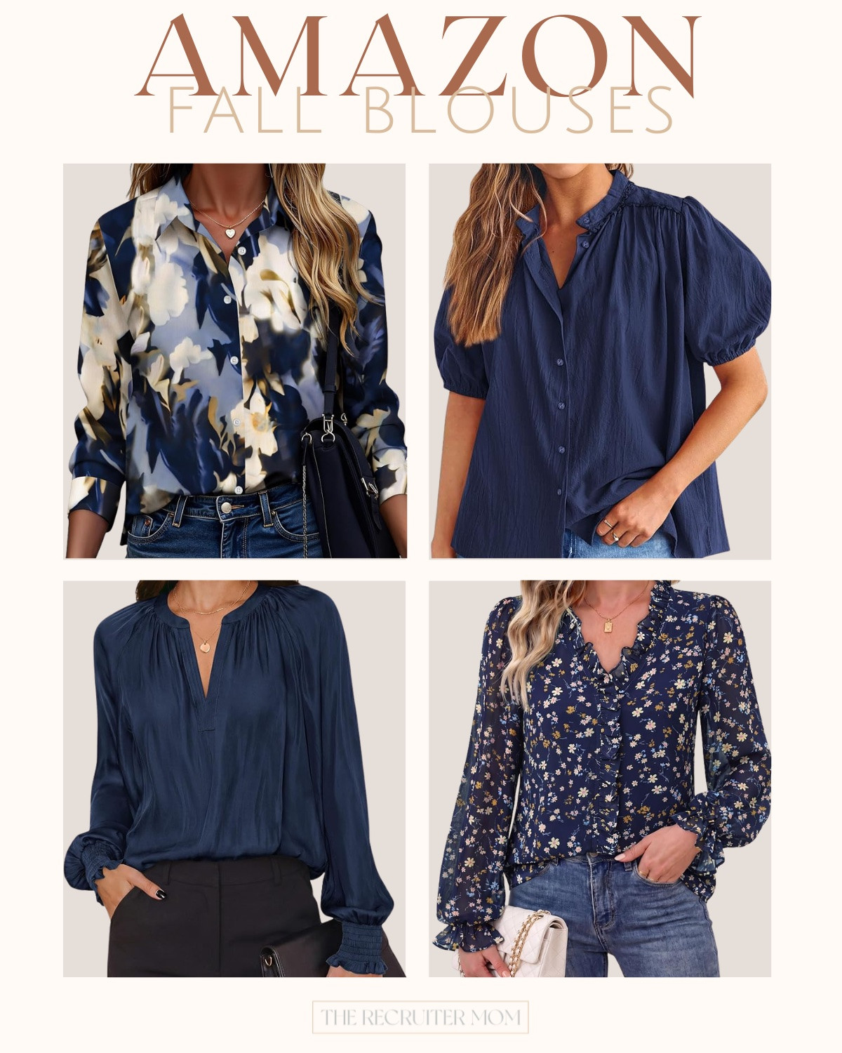 Found a bunch of really pretty Amazon blouses for my blue lovers! 💙 Easy with jeans for everyday or dressed up with work pants for the office. 🔗👇 

 #LTKSeasonal #LTKMidsize #LTKWorkwear