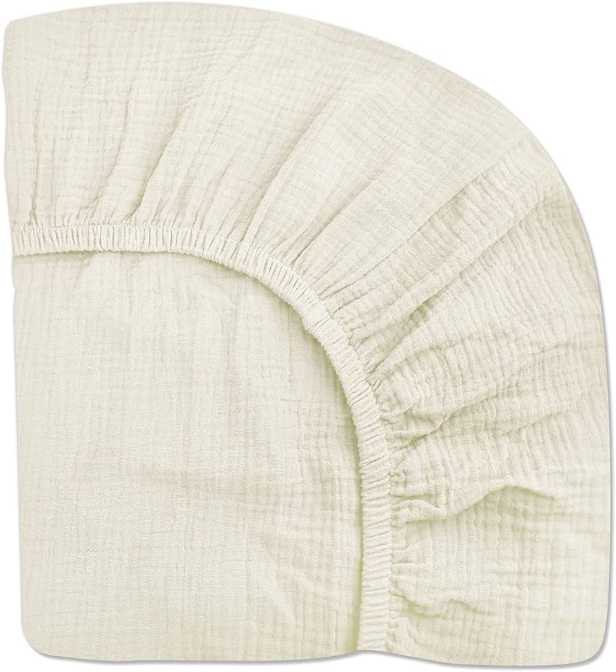 Crib Sheets for Boys Girl, Fitted Baby Toddler Bed Sheets 28" x 52", Neutral Muslin Cotton Crib M... | Amazon (US)