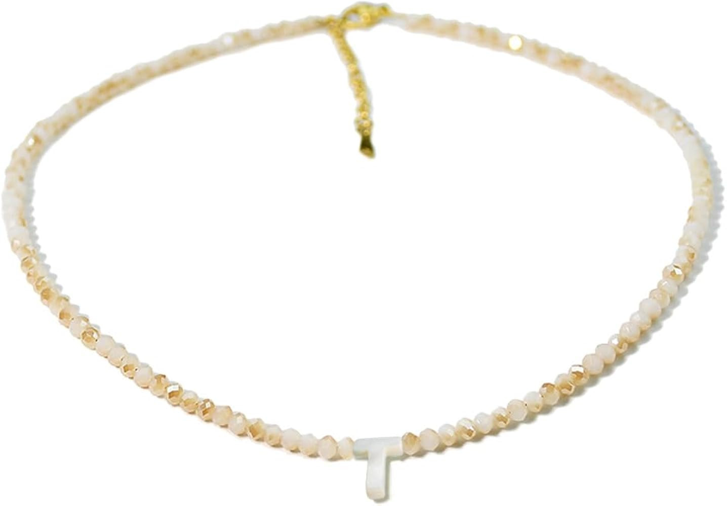 Initial Necklaces for Women - Trendy Beaded Choker Necklace for Women, Handmade Letter Choker Nec... | Amazon (US)