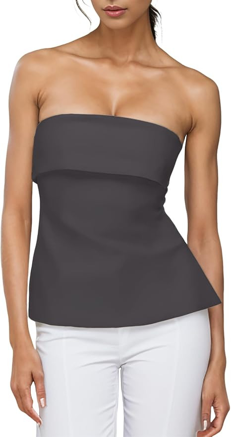 Strapless Tube Tops for Women Going Out Bandeau Trendy Summer | Fold Over, Side Split, Off the Sh... | Amazon (US)