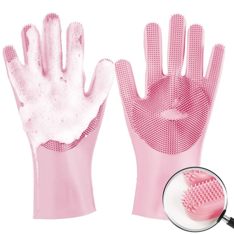 Meidong Upgrade Silicone Dishwashing Gloves, Finger Tips with Bristles Cleaning Brush Heat Resist... | Walmart (US)
