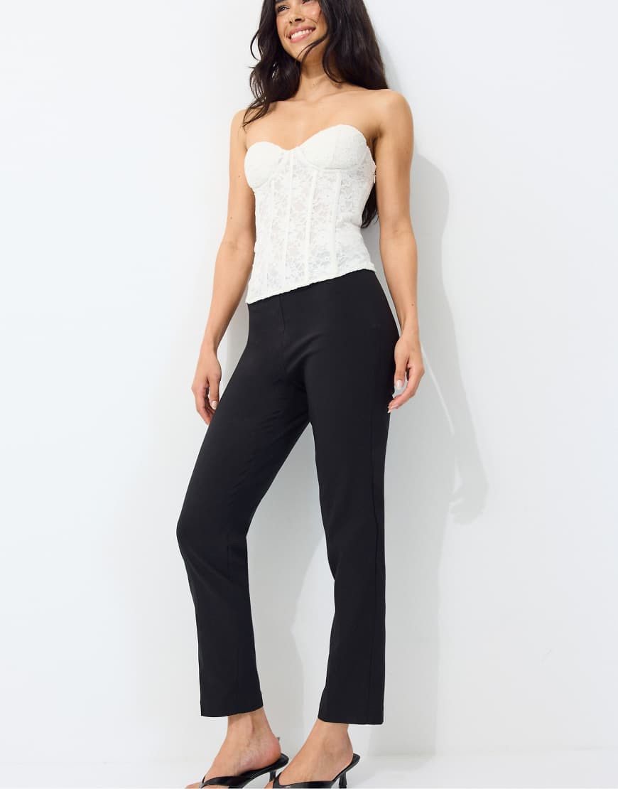 Stradivarius Cigarette bengaline trousers in black | ASOS (Global)