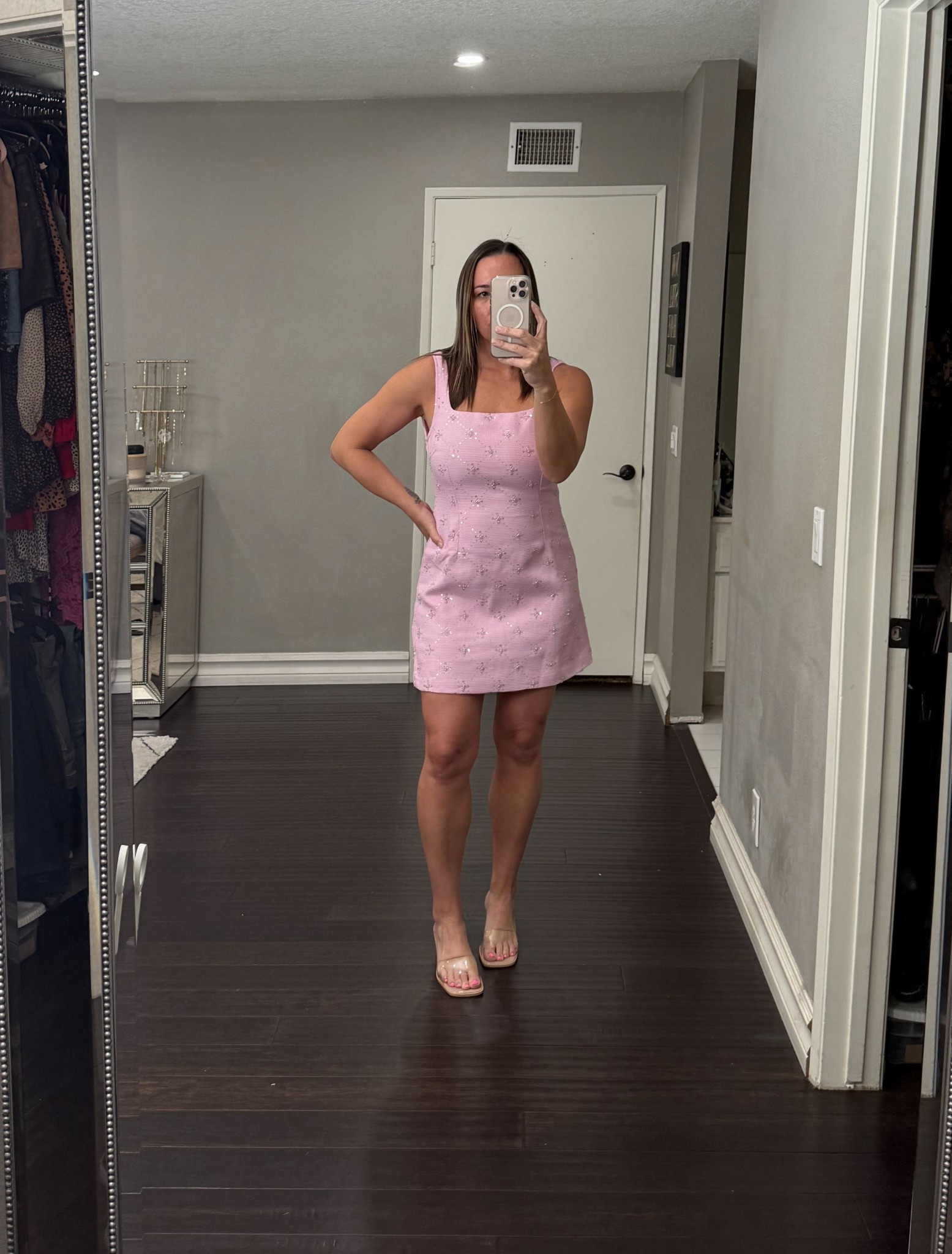 Perfect dress for a Valentines Date night. For reference wearing a size medium and need to size up because I am a 36DD in the chest and it was snug. Use code FEB35 for 35% off.  

 #LTKValentine #LTKOver40 #LTKSaleAlert