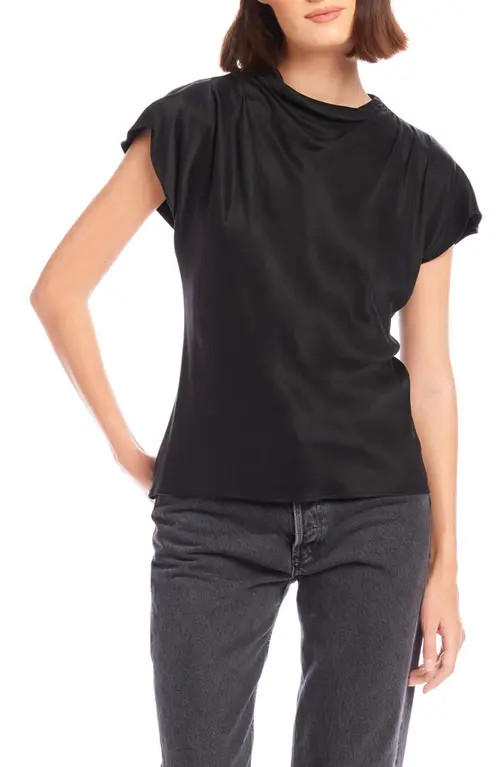 FIFTEEN TWENTY Emmeline Satin Top in Black at Nordstrom, Size Medium | Nordstrom