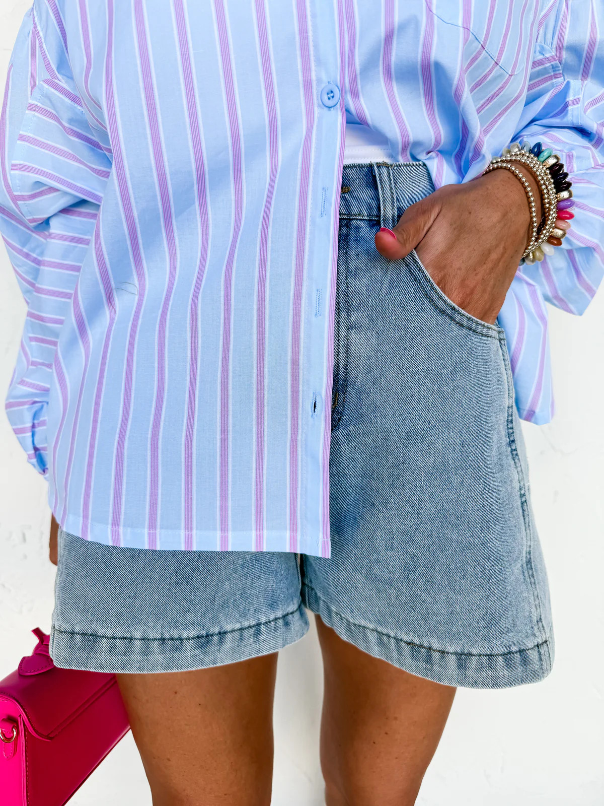 Letters From Manhattan Shorts-Light Blue | Ruthie Grace