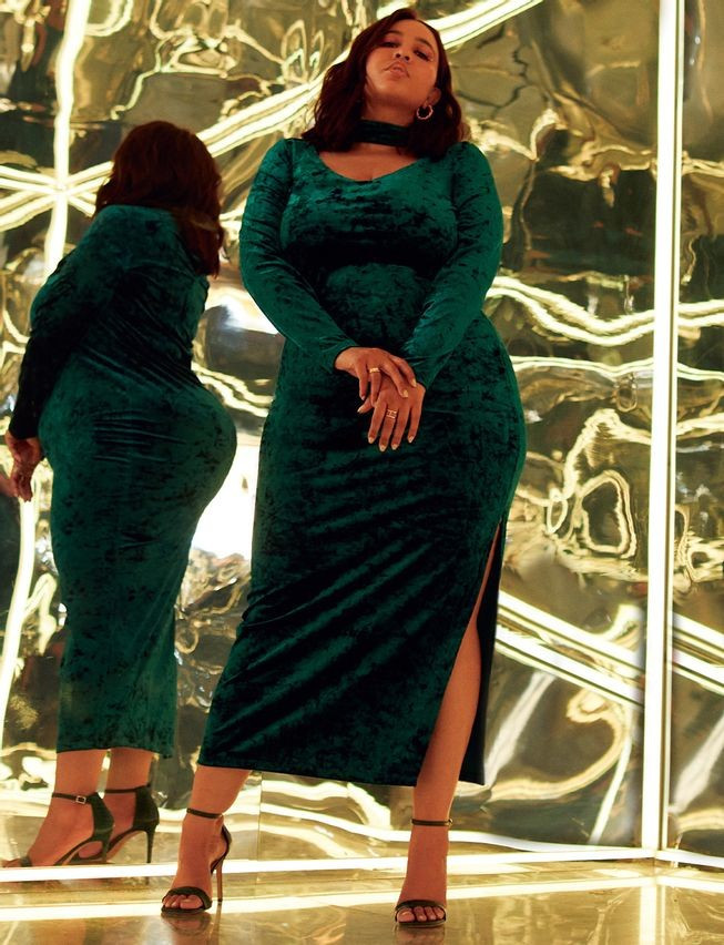 Cutout Neckline Velvet Dress | Eloquii