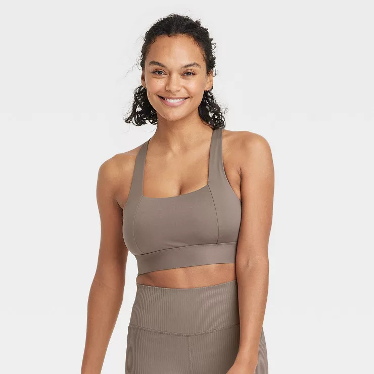 Women's Medium Support Square Neck Crossback Sports Bra - All in Motion™ | Target
