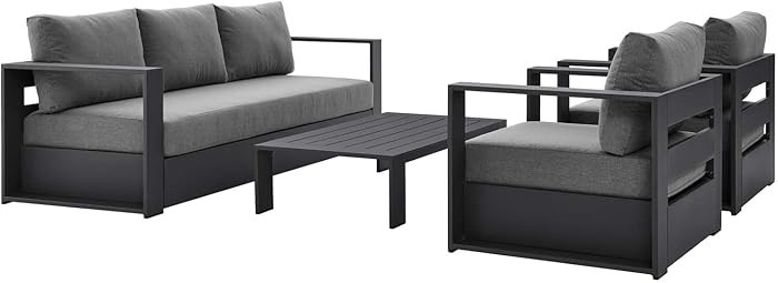Modway Tahoe Aluminum 4-Piece Outdoor Patio Set in Gray Charcoal | Amazon (US)
