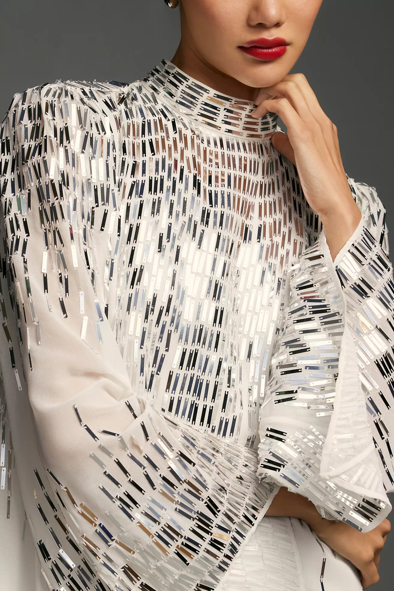 Let Me Be Long-Sleeve Shine Tunic Mini Dress | Anthropologie (US)