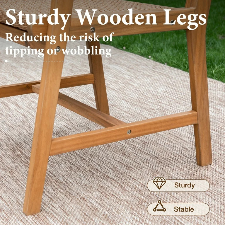 SUMMIT LIVING 2-Piece Acacia Wood Patio Dining Chairs (Weight Capacity 350 lbs) with Rattan Seat ... | Walmart (US)