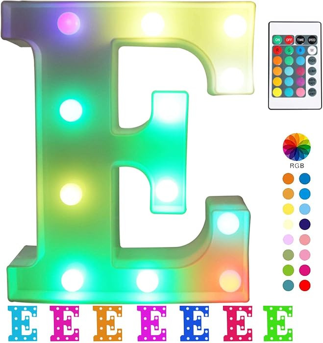 Colorful LED Marquee Letter Lights with Remote \u2013 Light Up Marquee Signs \u2013 Party Bar Let... | Amazon (US)