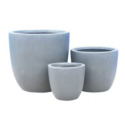 KANTE 3-Pack Extra Large (65+-Quart) 18-in W x 17-in H Slate Gray Concrete Planter with Drainage ... | Lowe's