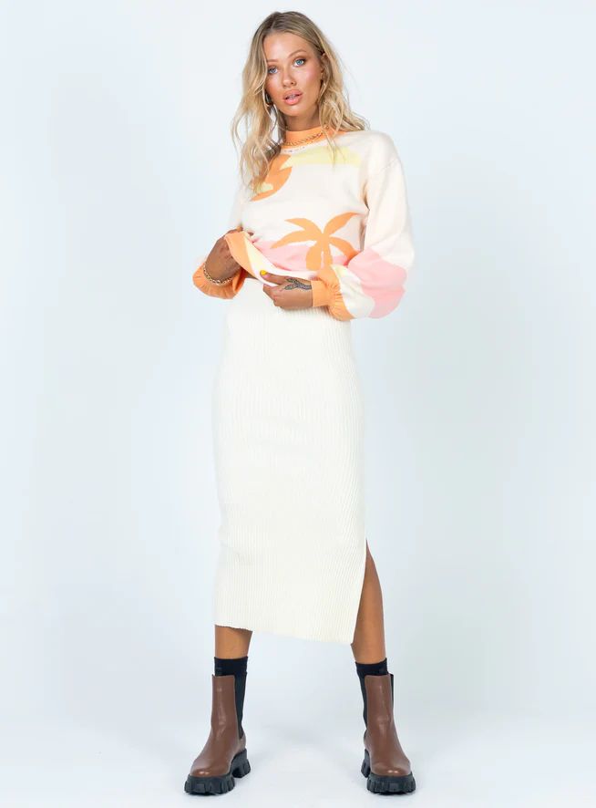 Tanna Midi Skirt Cream | Princess Polly US