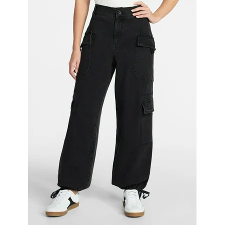 Madden NYC Women's Denim Cargo Joggers, 28" Inseam, Sizes XXS-XXL | Walmart (US)