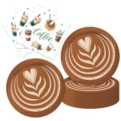 40pcs Coffee Party Decorations Latte Fun Coffee Birthday Party Supplies Plates Napkins for Coffee Lover Baby Shower Table Supplies Favors Decors,Suitable for 20 Guests | Amazon (US)
