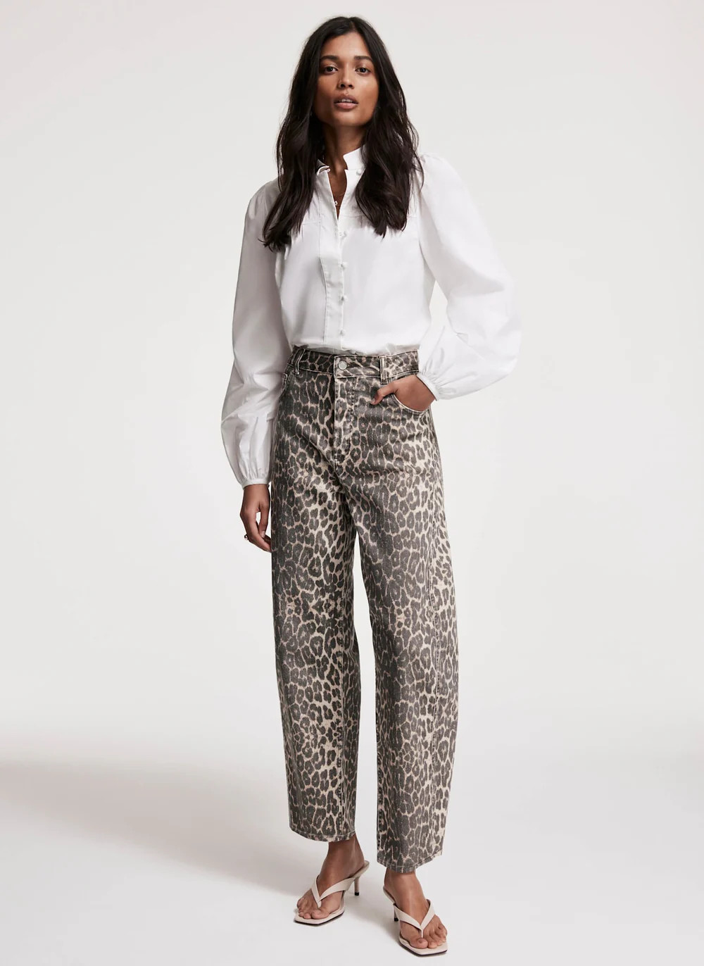 Leopard Print Barrel Leg Jeans | Mint Velvet