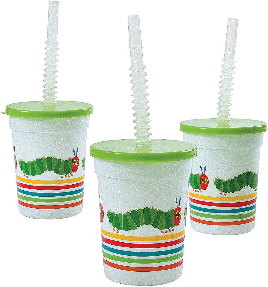 Fun Express 8 Pieces Very Hungry Caterpillar Tumbler with Lid, 10 oz, BPA Free Plastic, Birthday ... | Amazon (US)