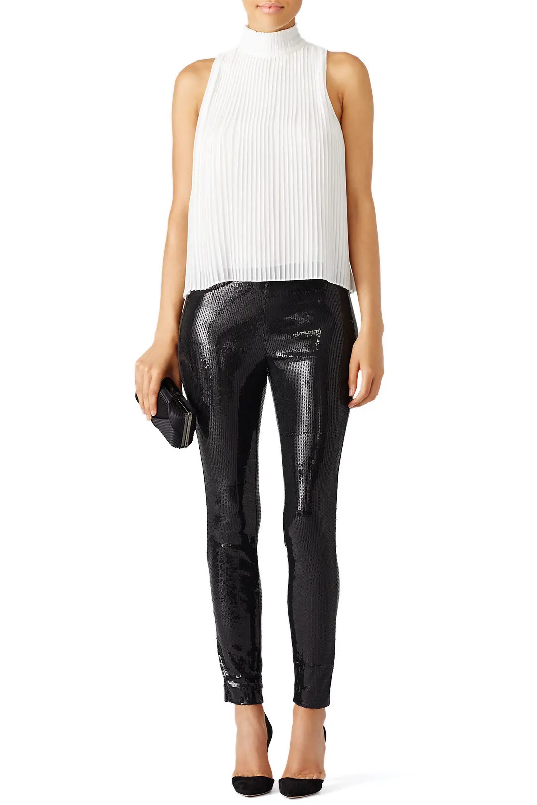 BB Dakota Black Sequin Leggings | Rent The Runway