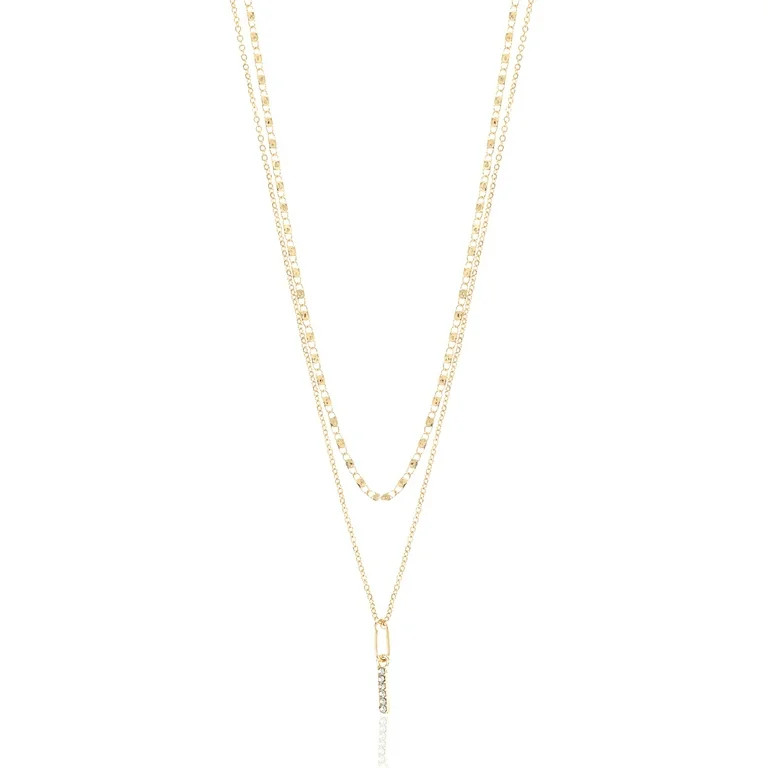 Time and Tru Goldtone Initial Letter Necklace Set for Women, 2 Piece Set | Walmart (US)