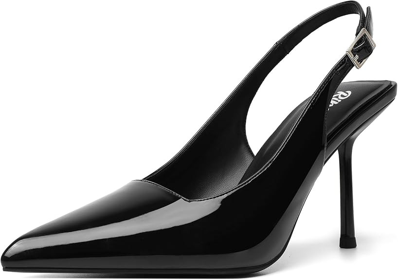 RIBONGZ Sexy Slingback Pumps Elegant Dressy Heels for Women Closed Toe Pointy High Heels Wedding ... | Amazon (US)
