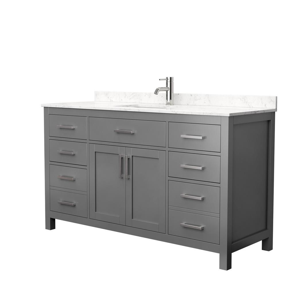 Wyndham Collection Beckett 60 in. W x 22 in. D Single Bath Vanity in Dark Gray with Cultured Marb... | The Home Depot