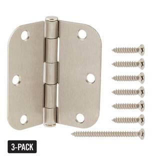 3-1/2 in. x 5/8 in. Radius Satin Nickel Squeak-Free Door Hinge (3-Pack) | The Home Depot