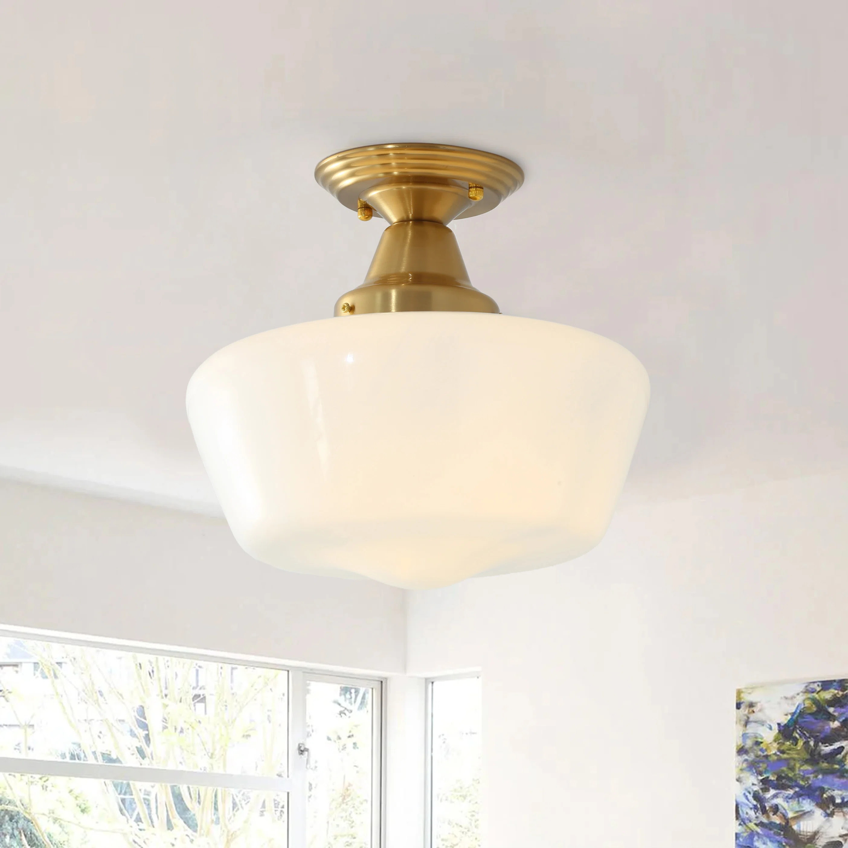 Etta Avenue™ Horst 1 - Light 11.81'' Glass Shade Semi-Flush Mount Light Fixture & Reviews | Way... | Wayfair North America