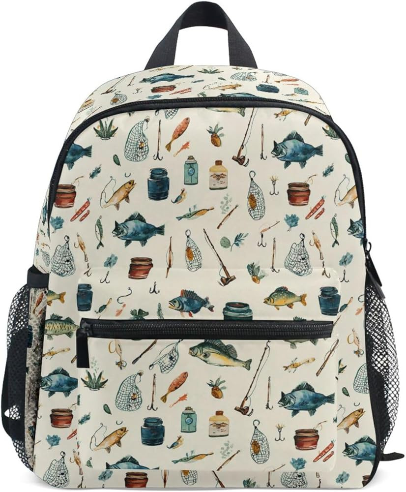 Pattern Of Fishing Themed Toddler Backpack Birthday For Boys Girls Durable Kids School Book Bag | Amazon (US)