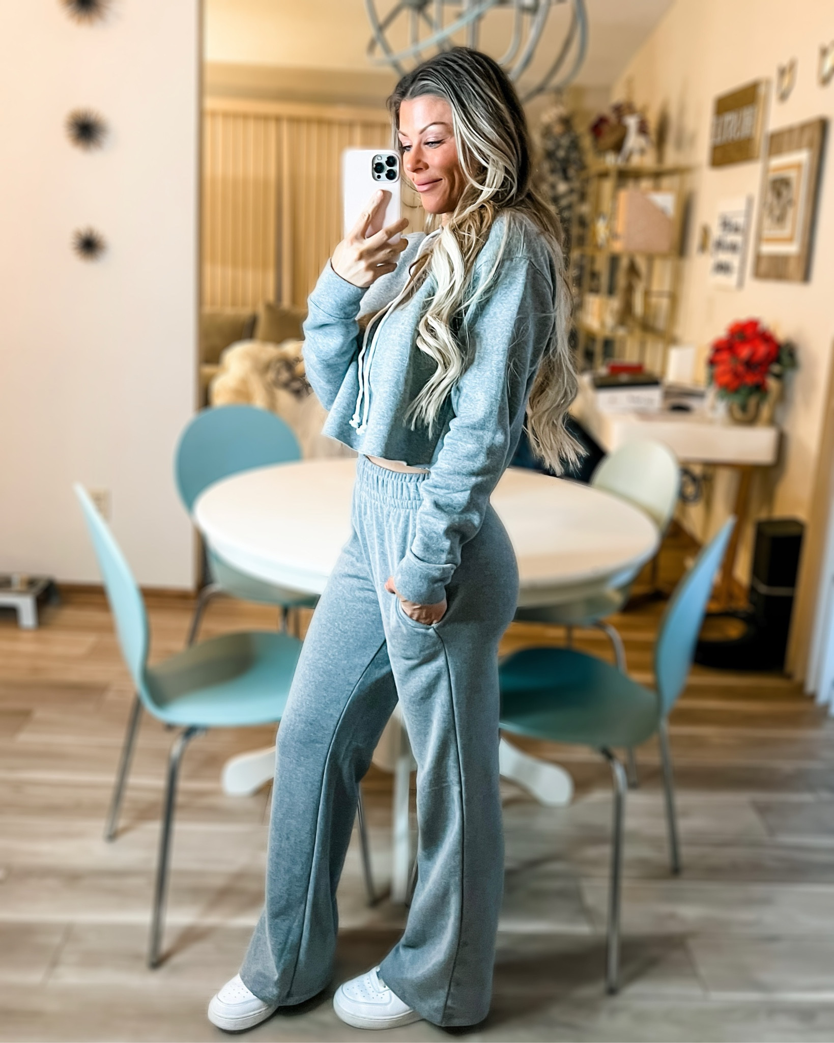 Target. Wild Fable. Wide leg flare sweatpants. Cropped sweatshirt. #targetstyle. Air Force 1 shoes  

#LTKunder50 #LTKbeauty #LTKfit