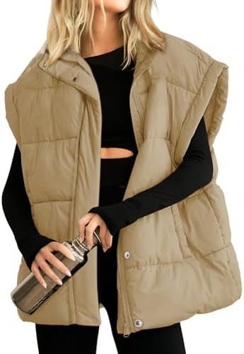 Songling Womens Oversized Puffer Vest Stand Collar Full Zip Sleeveless Bubble Puffer Vest Quilted... | Amazon (US)