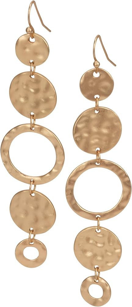 Handmade Matte Textured Boho 5 Circle Dangle Earrings or Women | Amazon (US)