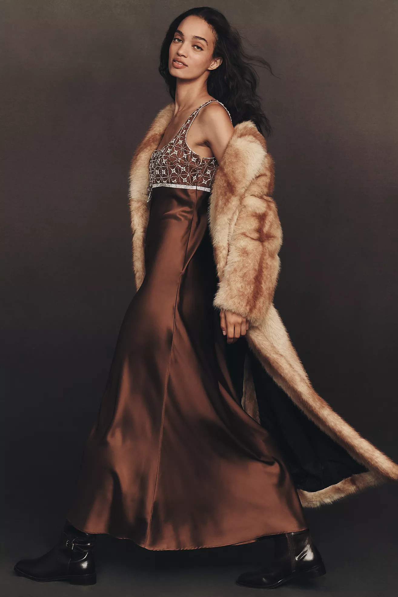 STAND STUDIO Nora Faux Fur Longline Coat | Anthropologie (US)