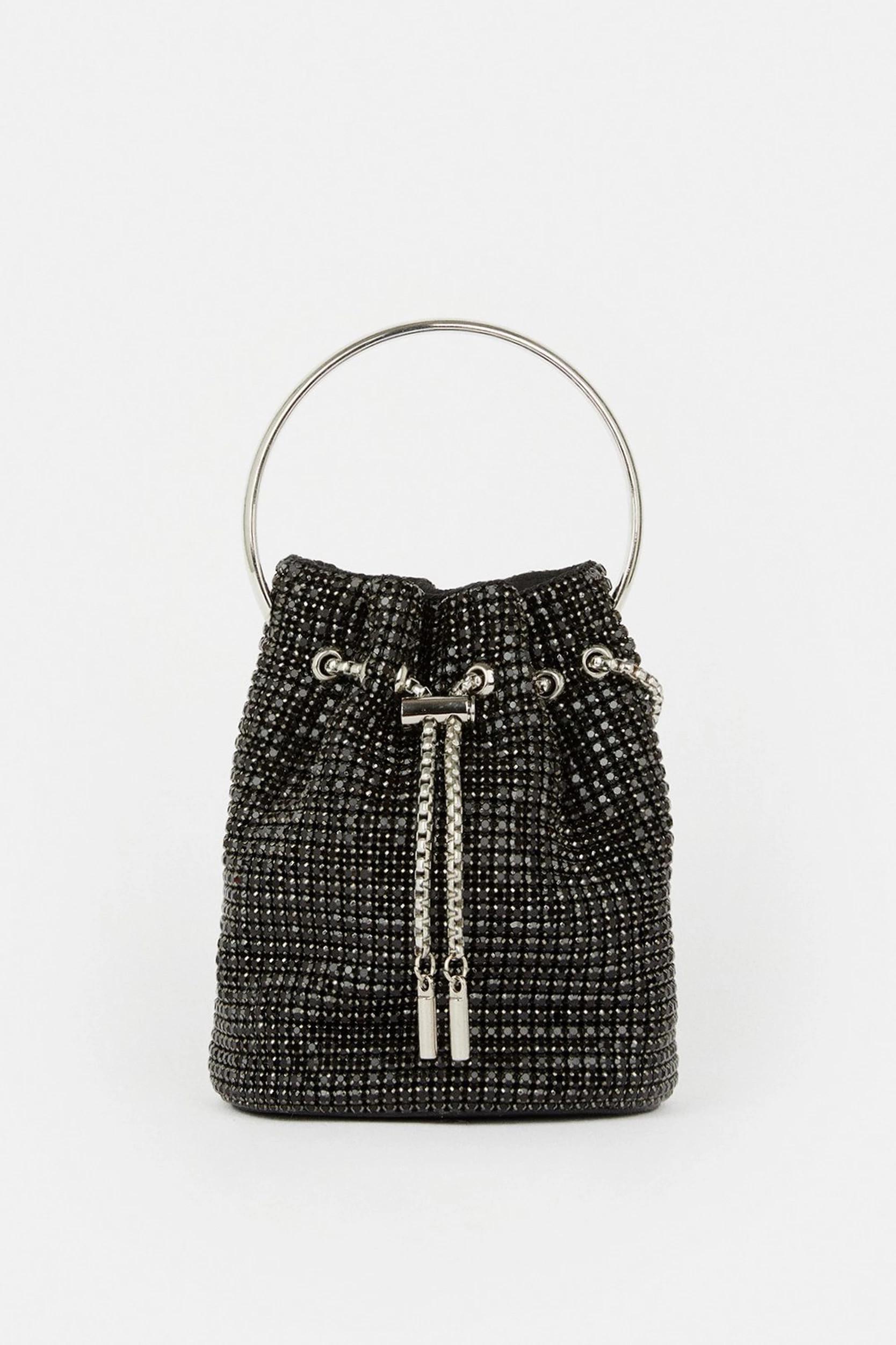 Rhinestone Bucket Hoop Clutch Bag | Karen Millen UK + IE + DE + NL