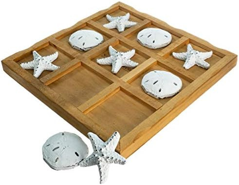 Table Top Tic-Tac-Toe Board Game | 9" x 9" Wood Board Game with Resin Starfish and Sand Dollars |... | Amazon (US)