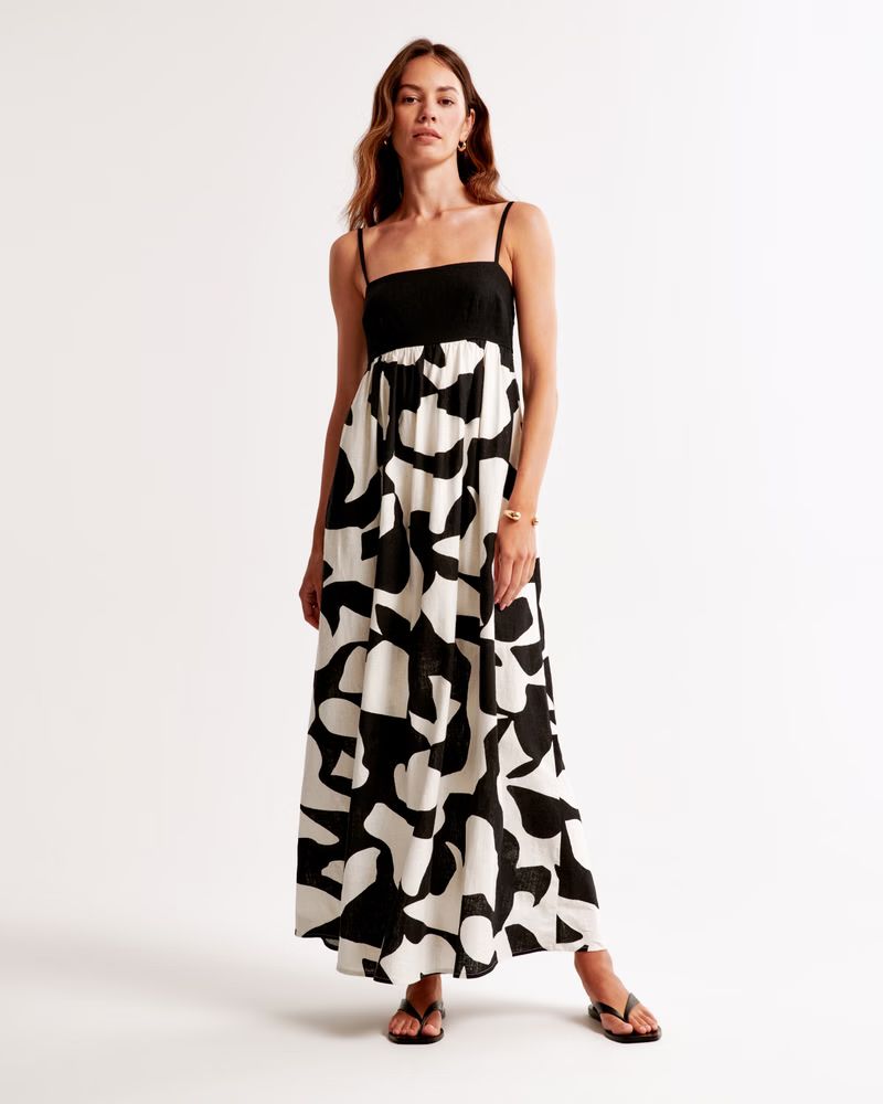 Women's Tie-Back Babydoll Maxi Dress | Women's New Arrivals | Abercrombie.com | Abercrombie & Fitch (US)