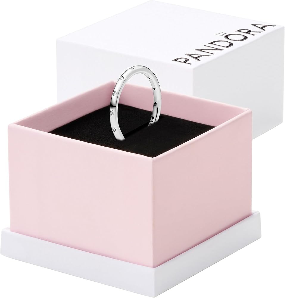 Pandora Simple Sparkling Band Ring - Stackable Ring for Women, With Gift Box | Amazon (US)