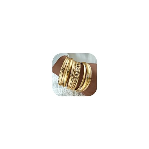 \u00ccF ME Gold Bangle Bracelets for Women, Indian Bangles Stackable Set, Multi Layer Textured 14... | Amazon (US)